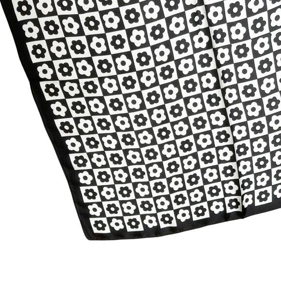 2/$24 NEW Groovy Retro Flower Power Black White Geometric Print Fashion Scarf - Picture 4 of 8
